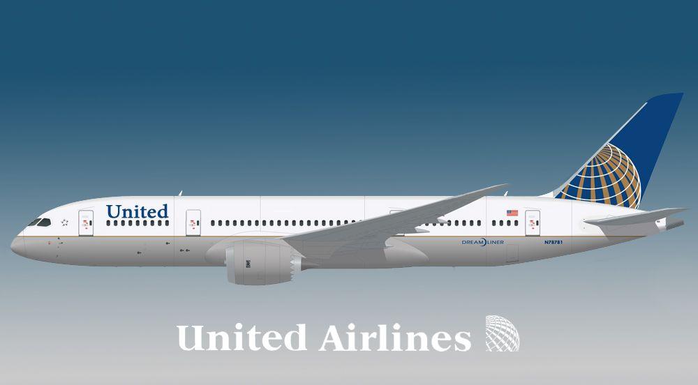 United Globe Logo - United Airlines Boeing 787 8 Livery Aviation Design