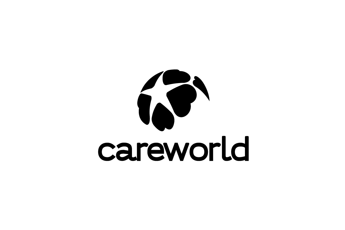 Heart Globe Logo - Careworld Heart Star Globe Logo Design | Logo Cowboy