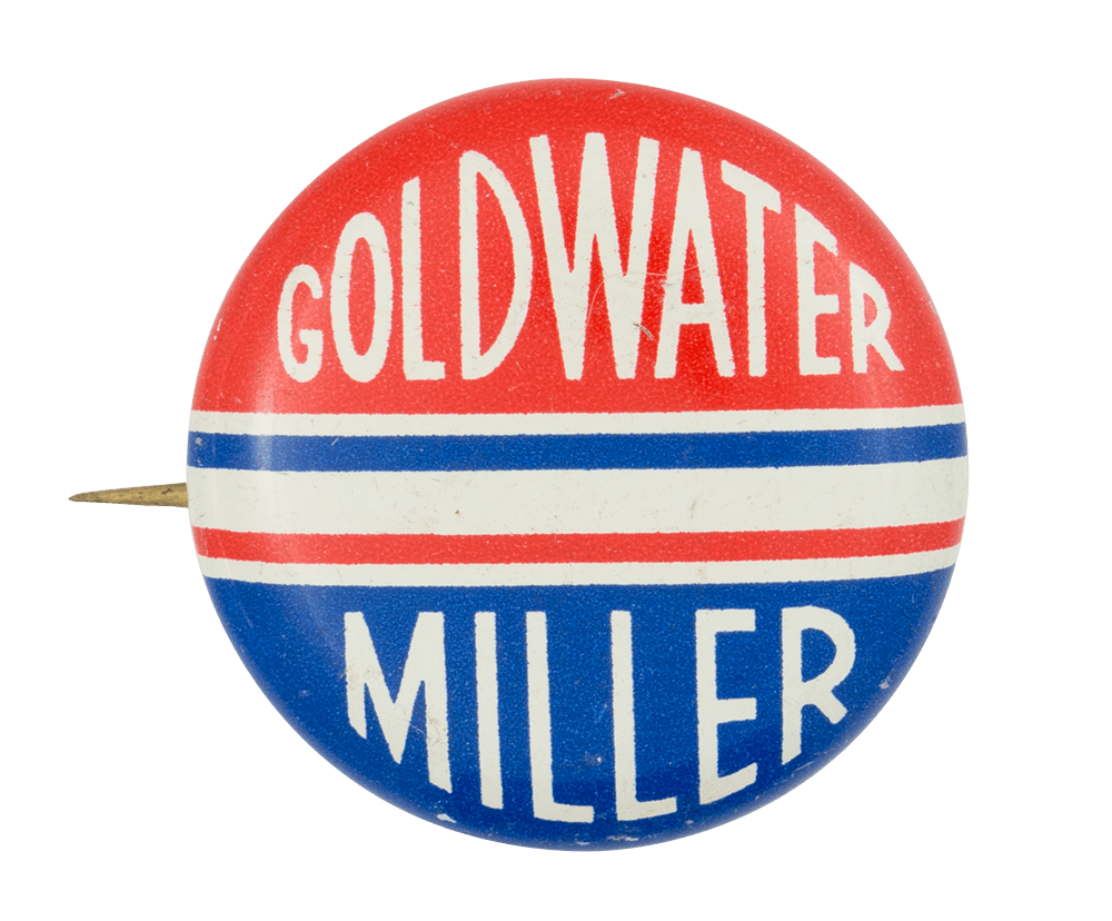 Red White and Blue Oval Logo - Goldwater Miller Red White and Blue. Busy Beaver Button Museum
