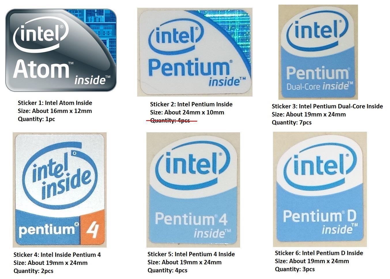 Inside Intel Core Logo - Original Intel Atom Pentium Dual Core Inside Logo Sticker (New)