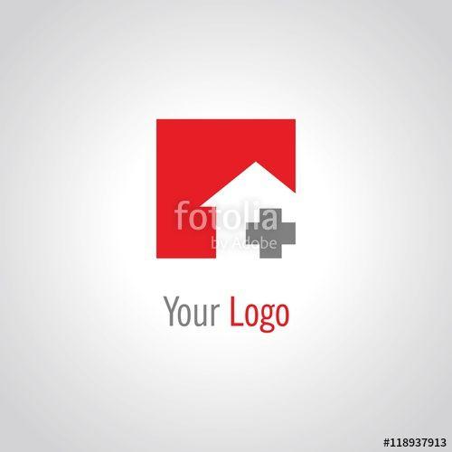 Square in Red Plus Logo - Square House Medical Plus Logo Stock Image And Royalty Free Vector