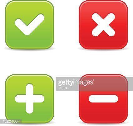 Square in Red Plus Logo - Validation Icon Square Button Plus Minus Check Mark Delete Sign ...