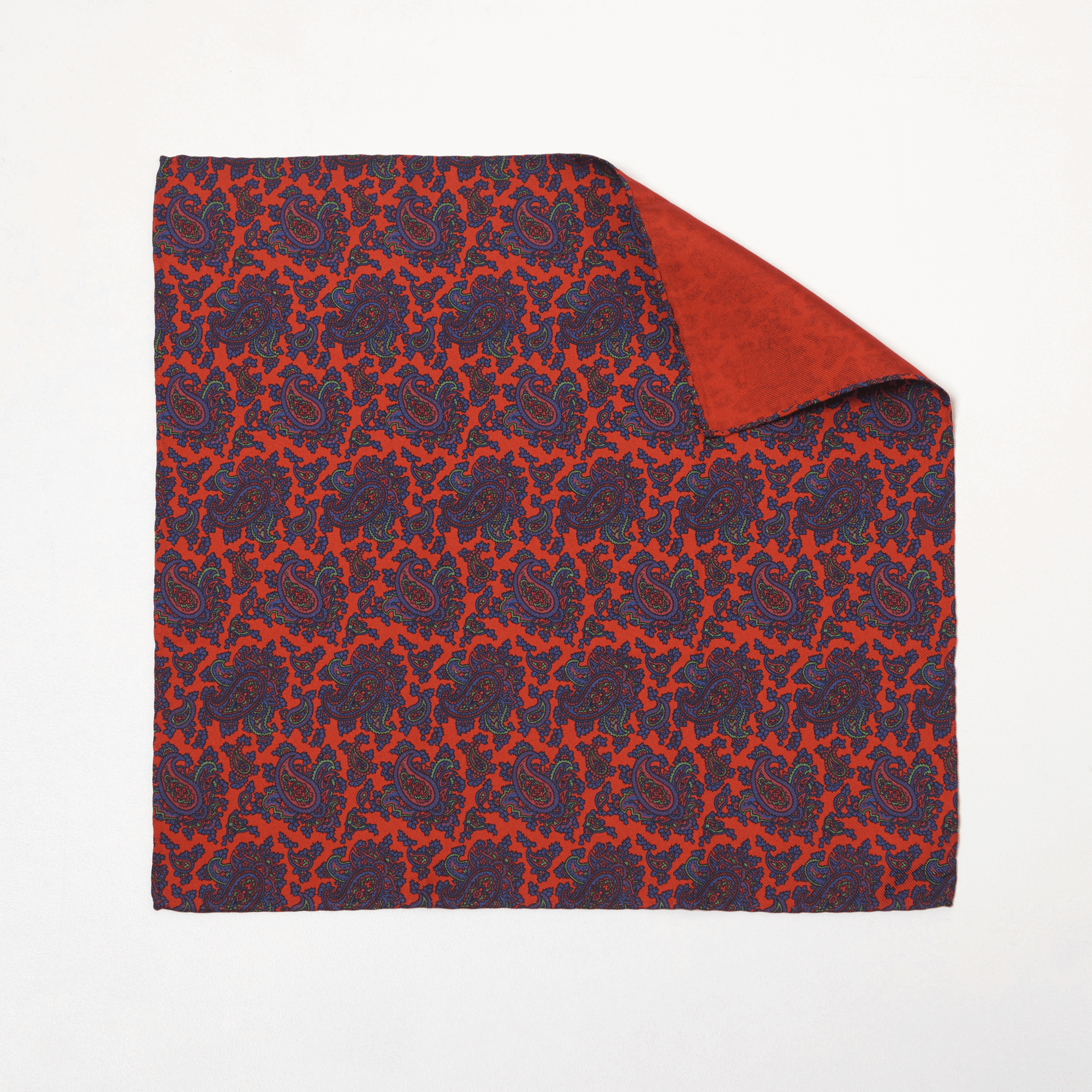 Square in Red Plus Logo - Red Paisley Pocket Square – Sir Plus