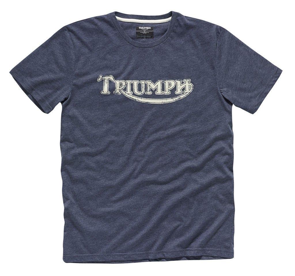 Triumph T-Shirt Logo - Triumph Vintage Logo T-Shirt - Blue - Phillip McCallen Motorcycles