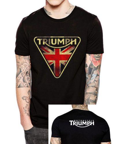 Triumph T-Shirt Logo - TRIUMPH MOTORCYCLE T Shirt men two sides Triumph vintage printed