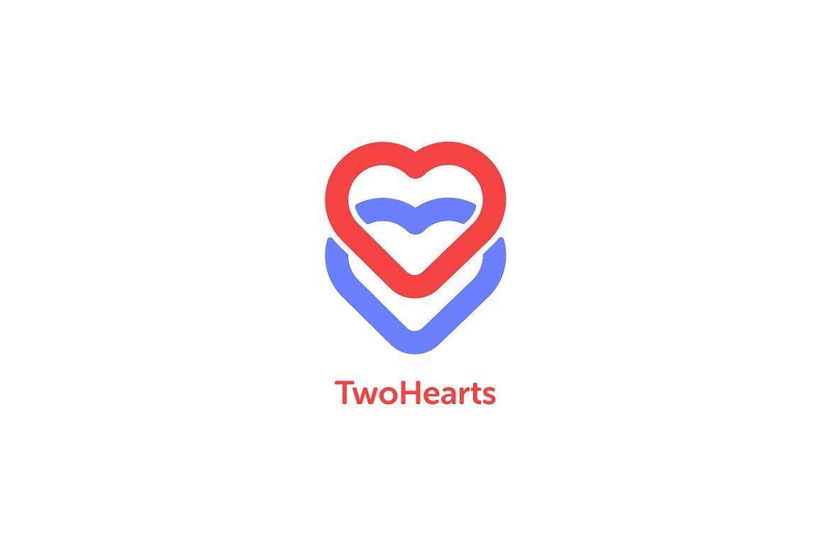 Two Hearts Logo - Two Hearts Logo Template Logo Templates Creative Market