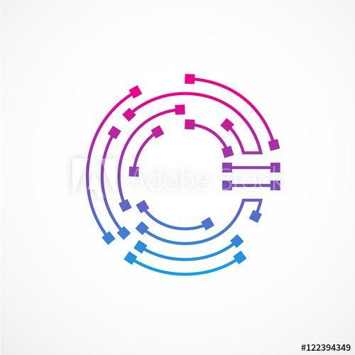 Purple C Logo - Abstract letter C logo design template, technology, electronics
