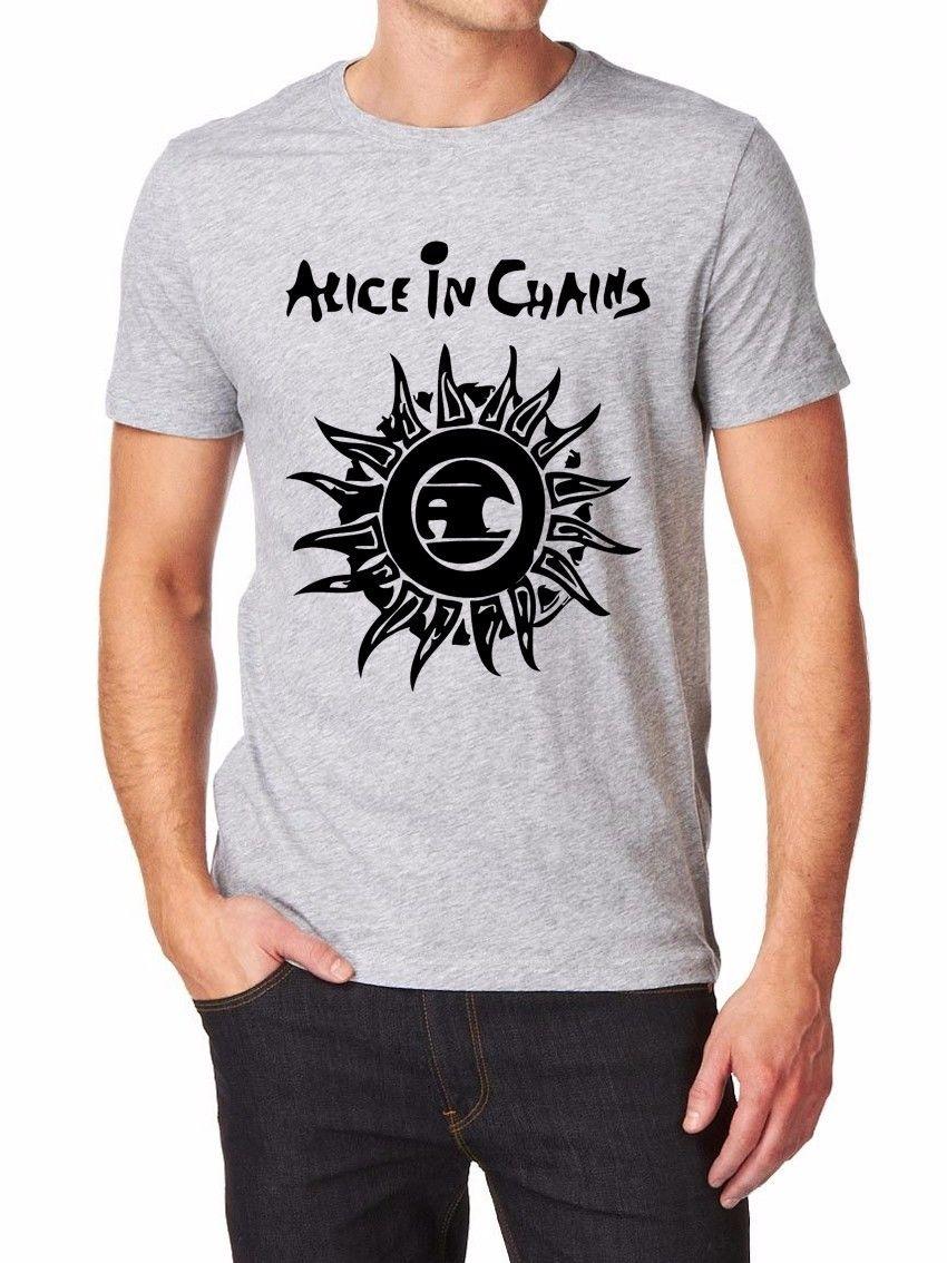 Alice in Chains Logo - Alice In Chains Logo T Shirt Men Shirt Print By EPSON Gray White S