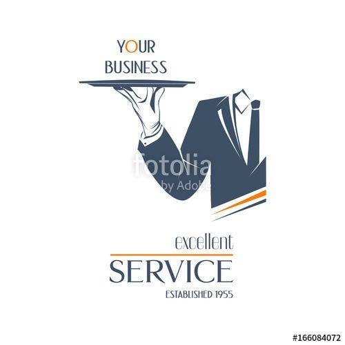 Waiter Logo - Waiter holds a tray over white background. Simple vector ...