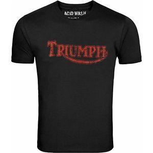 Triumph T-Shirt Logo - TRIUMPH MOTORCYCLES RED LOGO BIKER TEE CHILL BLACK T SHIRT MOTORBIKE