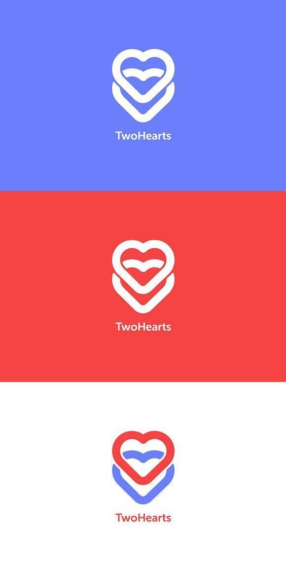 Two Hearts Logo - Two Hearts Logo Template. Branding | Branding Graphic Design | Logo ...