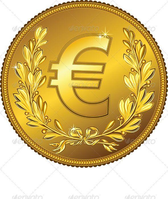 Gold Money Logo - Vector Gold Money Euro Coin. Fonts Logos Icons. Gold