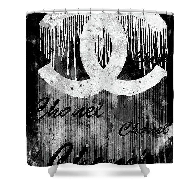 Dripping Black Logo - Chanel Logo Poster Dripping Black And White Shower Curtain for Sale ...
