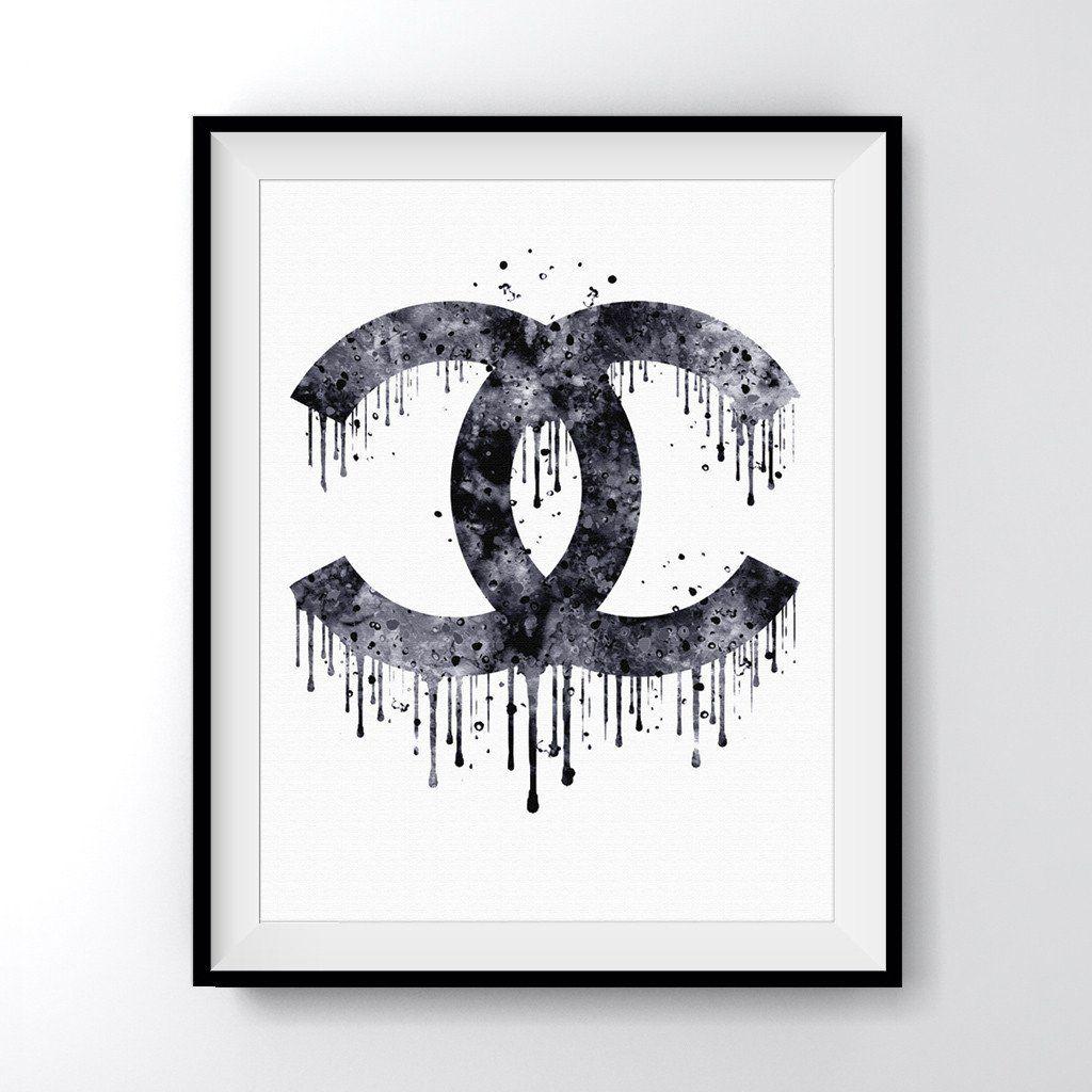 Dripping Chanel Logo - Coco Chanel Logo Art Print Poster Black Drip - Carma Zoe