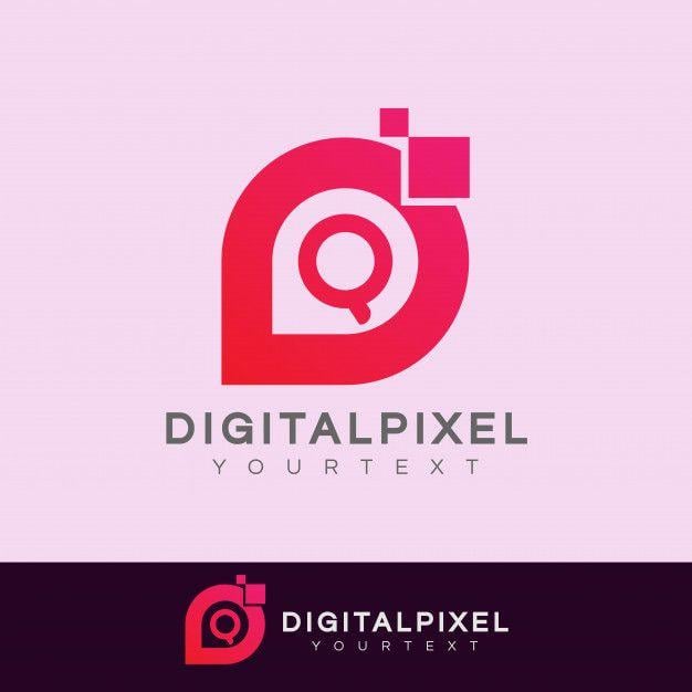 Pixel Q Logo - Digital pixel initial letter q logo design Vector
