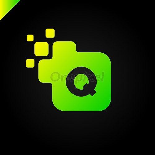 Pixel Q Logo - Business corporate square letter Q font logo design vector. Colorful