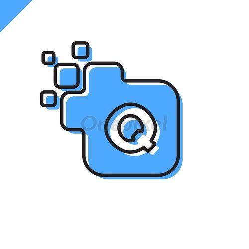 Pixel Q Logo - Business corporate square letter Q font logo design vector. Colorful ...