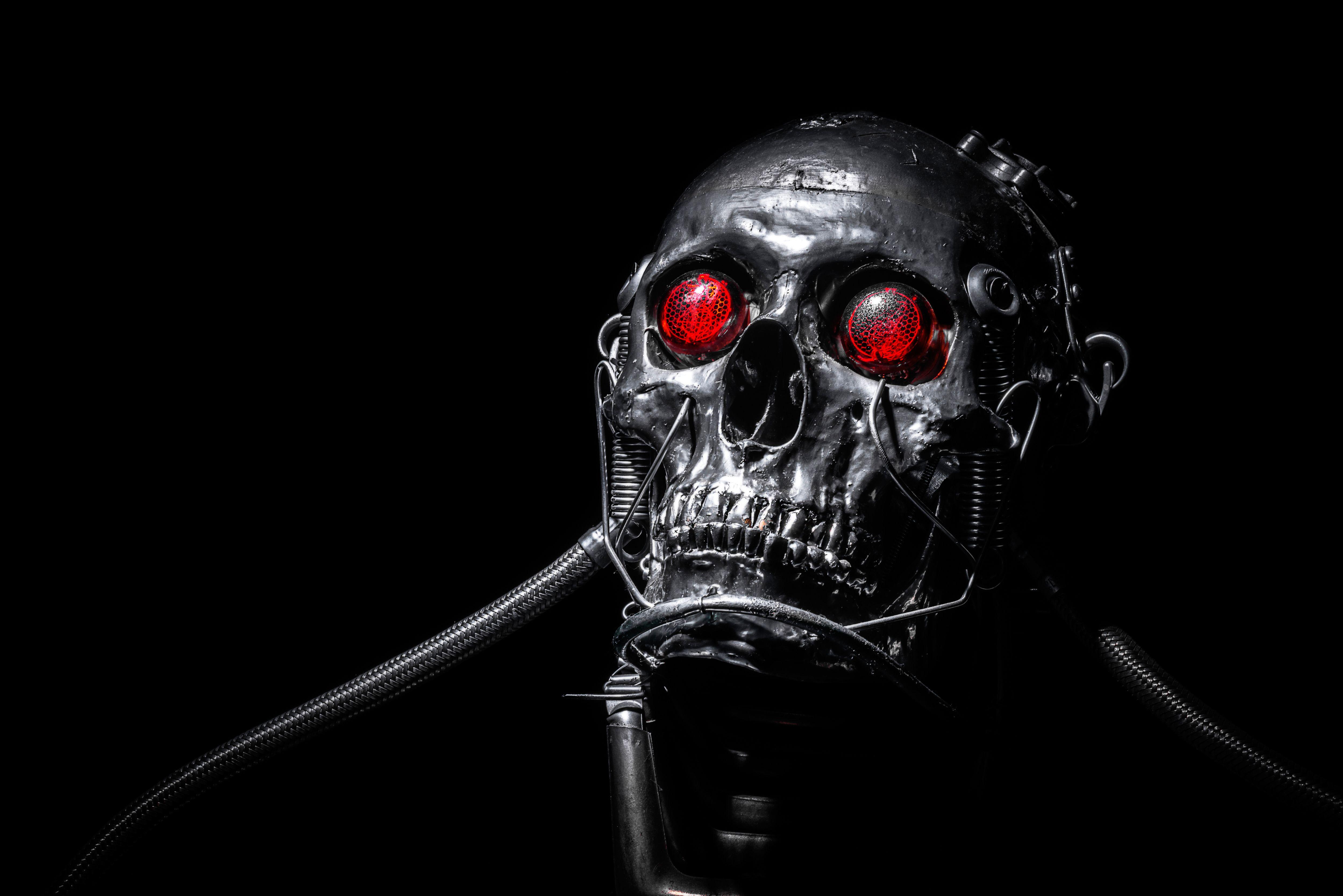 Red-Eyed Robot Logo - Robot skull with red eyes - Northrop Grumman