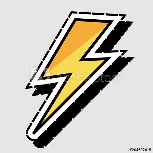 Yellow Lightning Bolt Logo - Flat, yellow lightning bolt logo/icon. Outlined in white and a ...