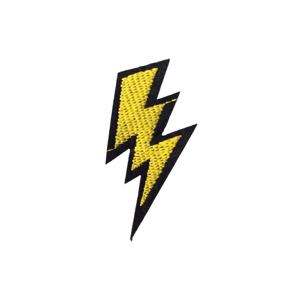 Yellow Lightning Bolt Logo - Yellow Lightning Bolt (Iron On) Embroidery Applique Patch Sew Iron