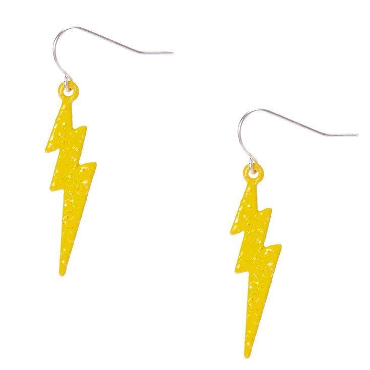 Yellow Lightning Bolt Logo - Yellow Lightning Bolt Drop Earrings | Claire's