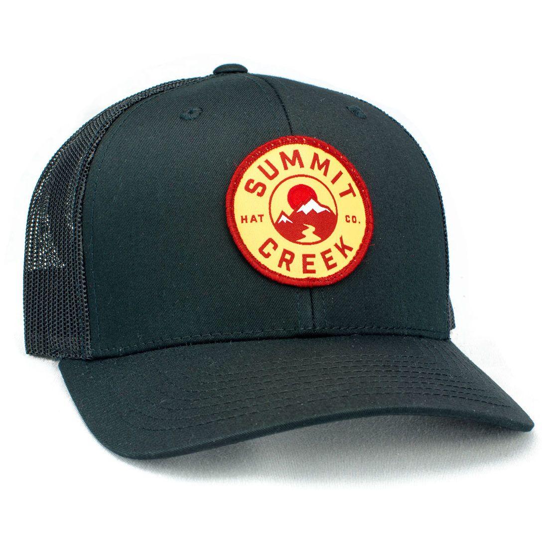 Sunset Circle Logo - Black Black Mesh Snapback Sunset Circle. Summit Creek Hat Co