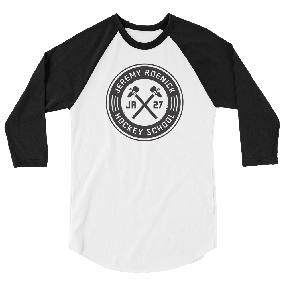 Black and White Hockey Logo - JR Hockey School Logo 3 4 Sleeve Baseball Shirt White Black