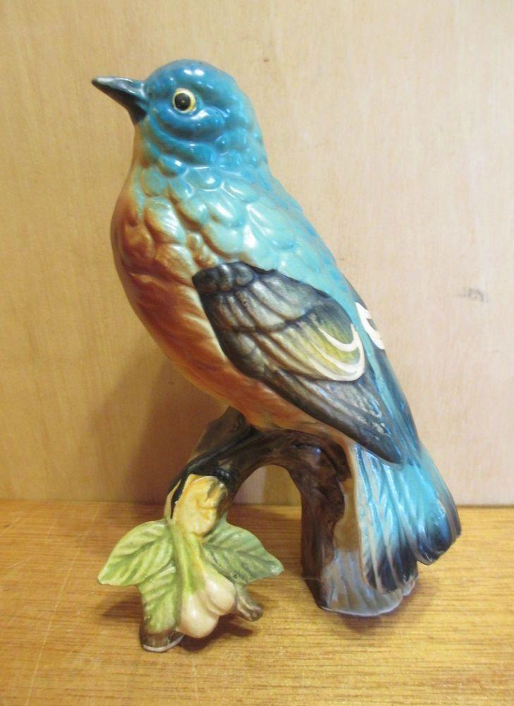 Orange and Blue Bird Logo - Porcelain Ceramic Unbranded Robin Blue w Orange Breast 5 Bird