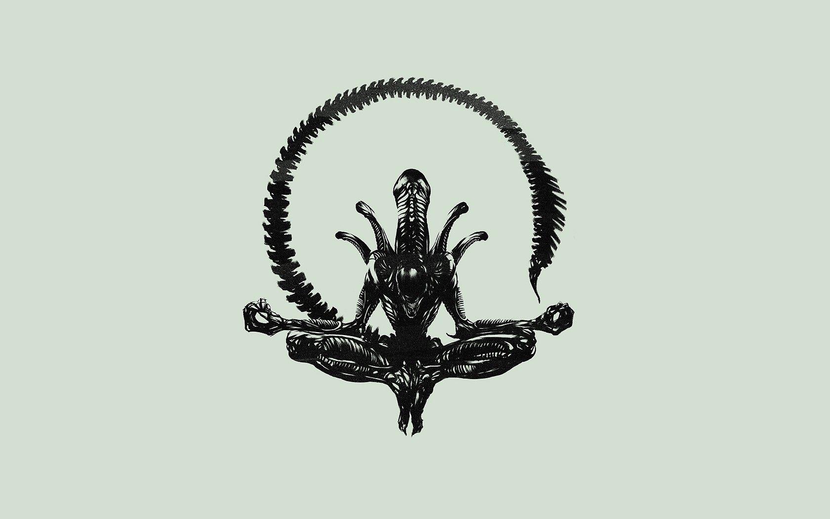 Xenomorph Logo - Wallpaper : drawing, illustration, minimalism, logo, skull