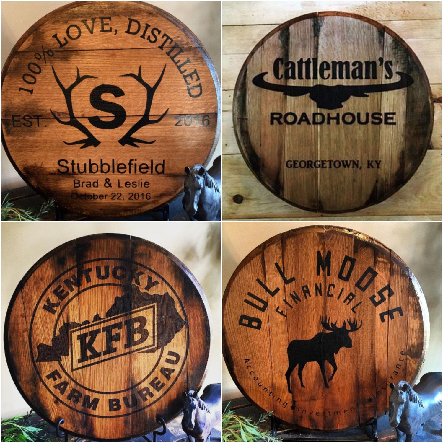 Whiskey Barrel Logo - Custom bourbon whiskey barrel head lid – laser engraved logo