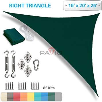 Right Triangle Green Logo - Patio Paradise 15' x 20' x 25' Sun Shade Sail with 8 inch Hardware