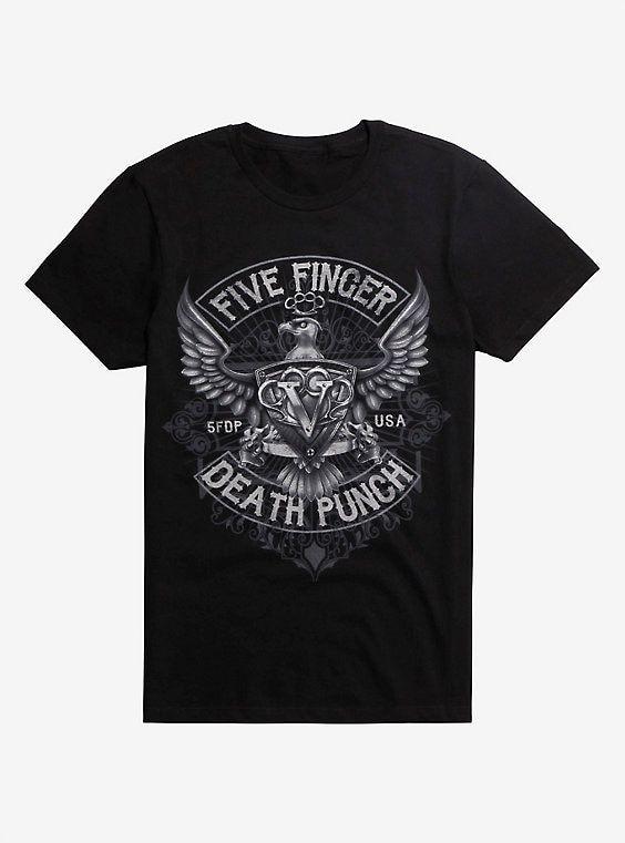5FDP Eagle Logo - Five Finger Death Punch Silver Eagle Crest T-Shirt