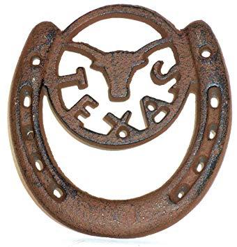 Maroon Horseshoe Logo - Amazon.com : Rustic Cast Iron U T Texas Horseshoe Lucky horse shoe ...
