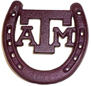 Maroon Horseshoe Logo - Amazon.com : Maroon Cast Iron Texas A & M Horseshoe Lucky Horse Shoe ...