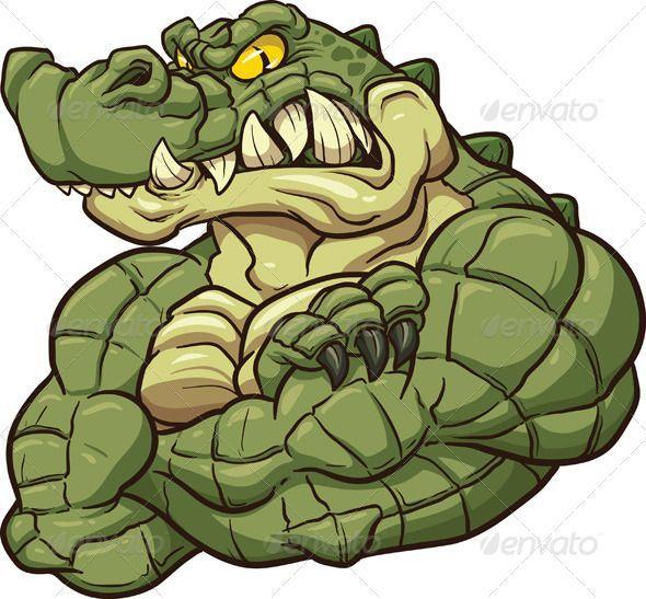 Strong Alligator Logo - Strong angry alligator mascot. Vector clip art illustration. All