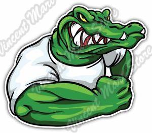 Strong Alligator Logo - Strong Arm Muscle Crocodile Cartoon Gift Car Bumper Vinyl Sticker