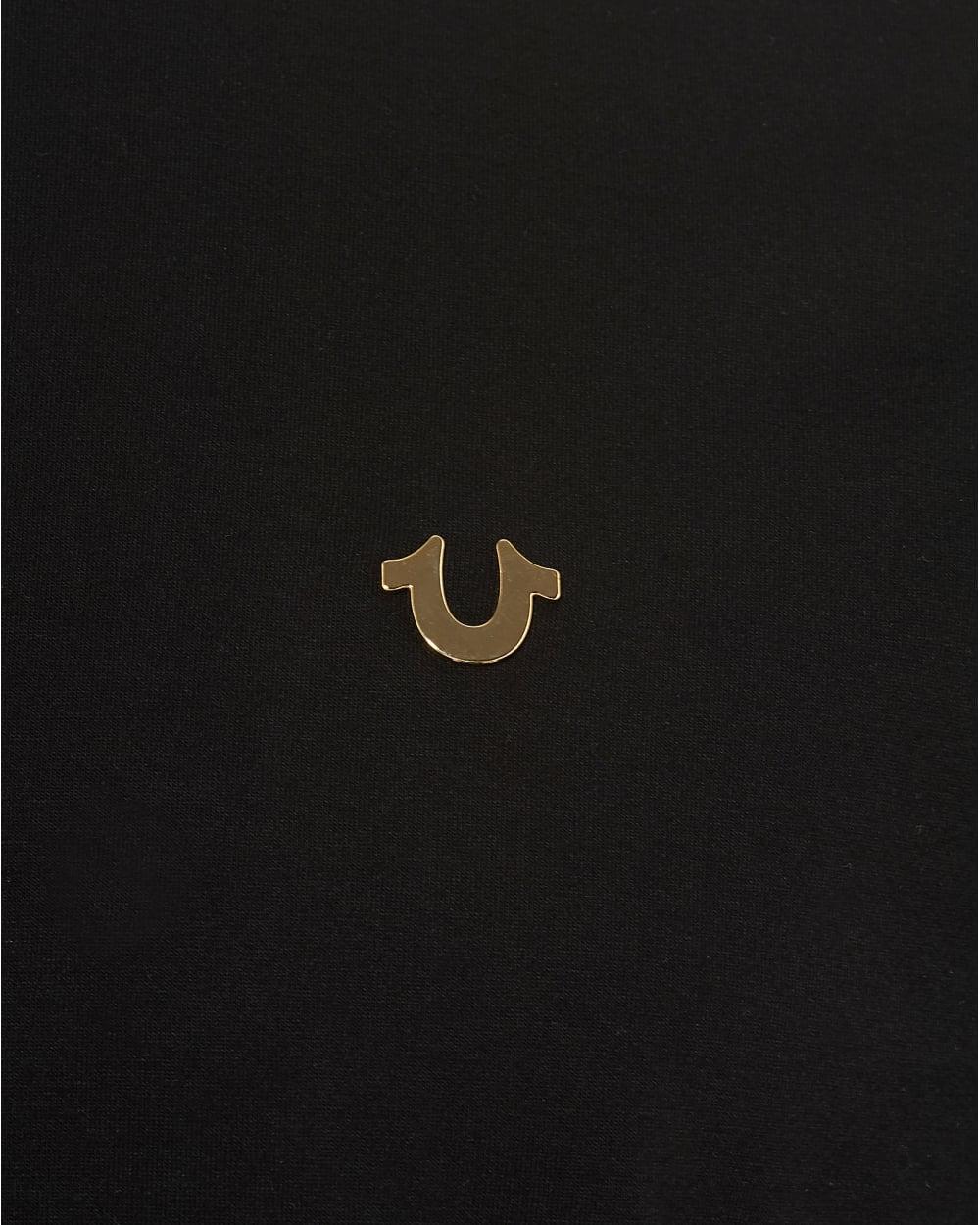 Maroon Horseshoe Logo - True Religion Mens Black Long Sleeved Cuffed Metal Horseshoe Logo Tee