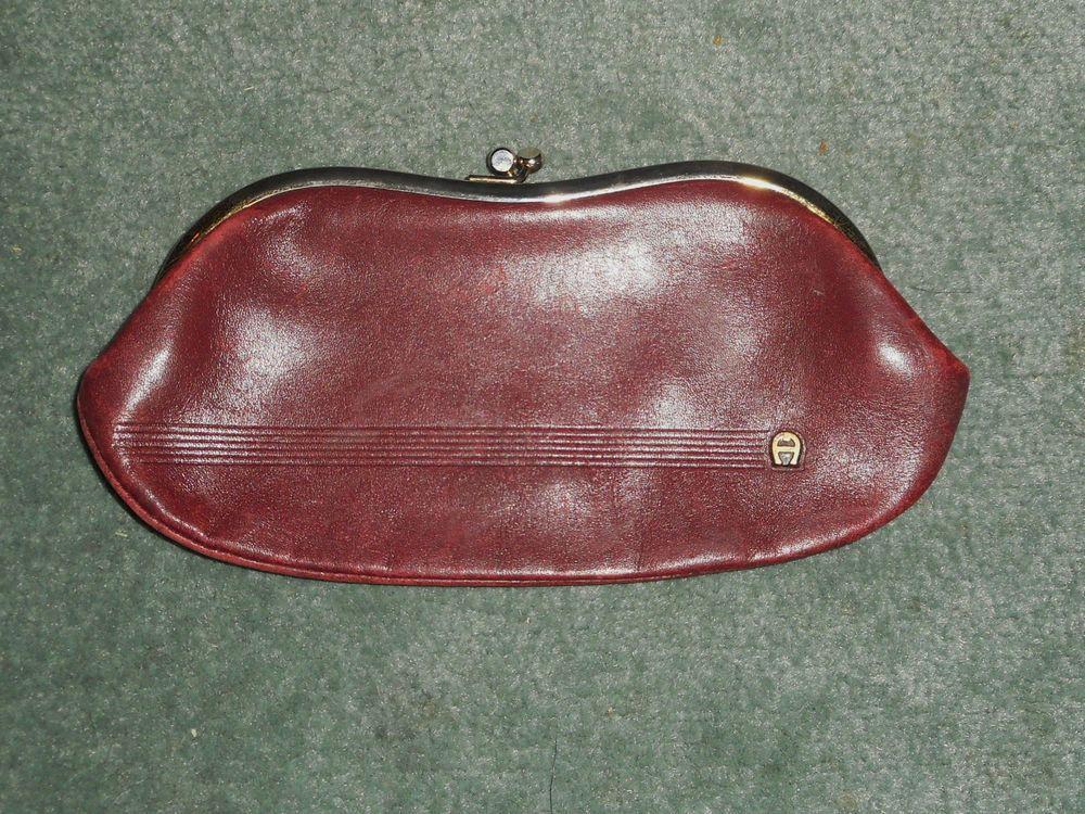 Maroon Horseshoe Logo - Women's Vintage Burgundy ETIENNE AIGNER 1950's Clutch Purse ...