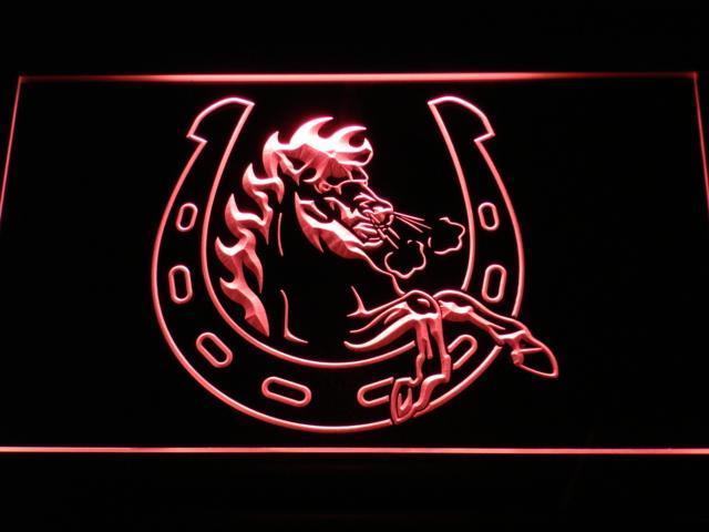 Maroon Horseshoe Logo - Calgary Stampeders Horseshoe Logo LED Neon Sign | SafeSpecial