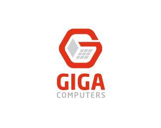 Red Computer Logo - GIGA COMPUTERS Designed