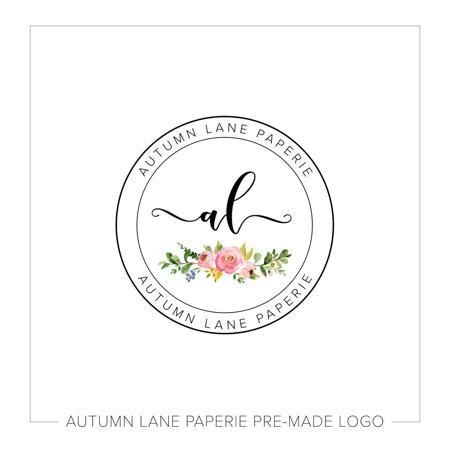 Floral Logo - Double Circle Floral Logo I67 | Autumn Lane Paperie
