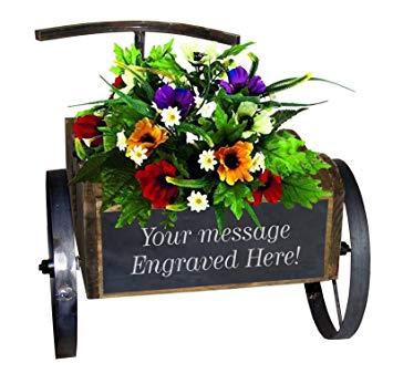 Rustic Wood Flowers Logo - County Engraving Personalised Large Rustic Wooden Flower Tricycle ...
