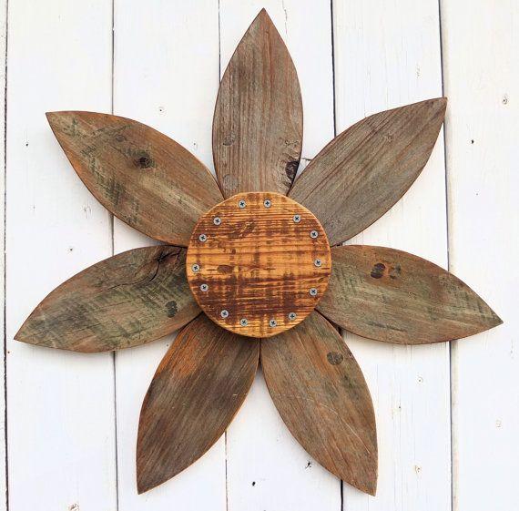 Rustic Wood Flowers Logo - Rustic Outdoor Decor,Corrugated Metal and Wood Wall Decor,Orange ...