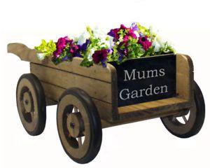 Rustic Wood Flowers Logo - Mum's Garden Rustic Wooden Flower Cart Planter, Personalised