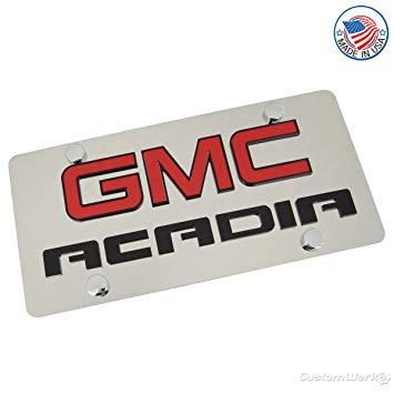 GMC Acadia Logo - GMC Laser-Cut Logo & Acadia Name On Polished License Plate: Amazon ...