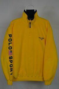 Big Yellow M Logo - Vintage Mens POLO SPORT 1/4 Zip Fleece Big Logo 90s Yellow Size M