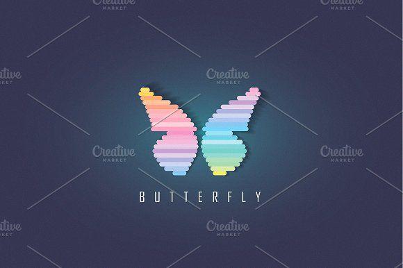 Multi Colored Butterfly Logo - Spectrum Butterfly logo Logo Templates Creative Market