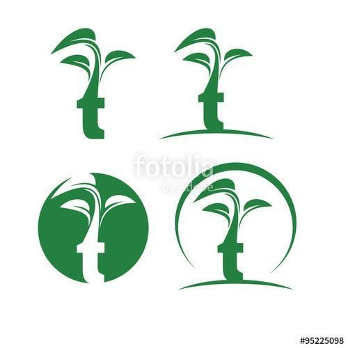 Green T Logo - Green T Shoots of Plant Logo Icon