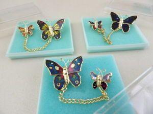 Multi Colored Butterfly Logo - New Lot of 3 / COLORFUL Multi-Colored BUTTERFLY Brooch GOLD CHAIN ...