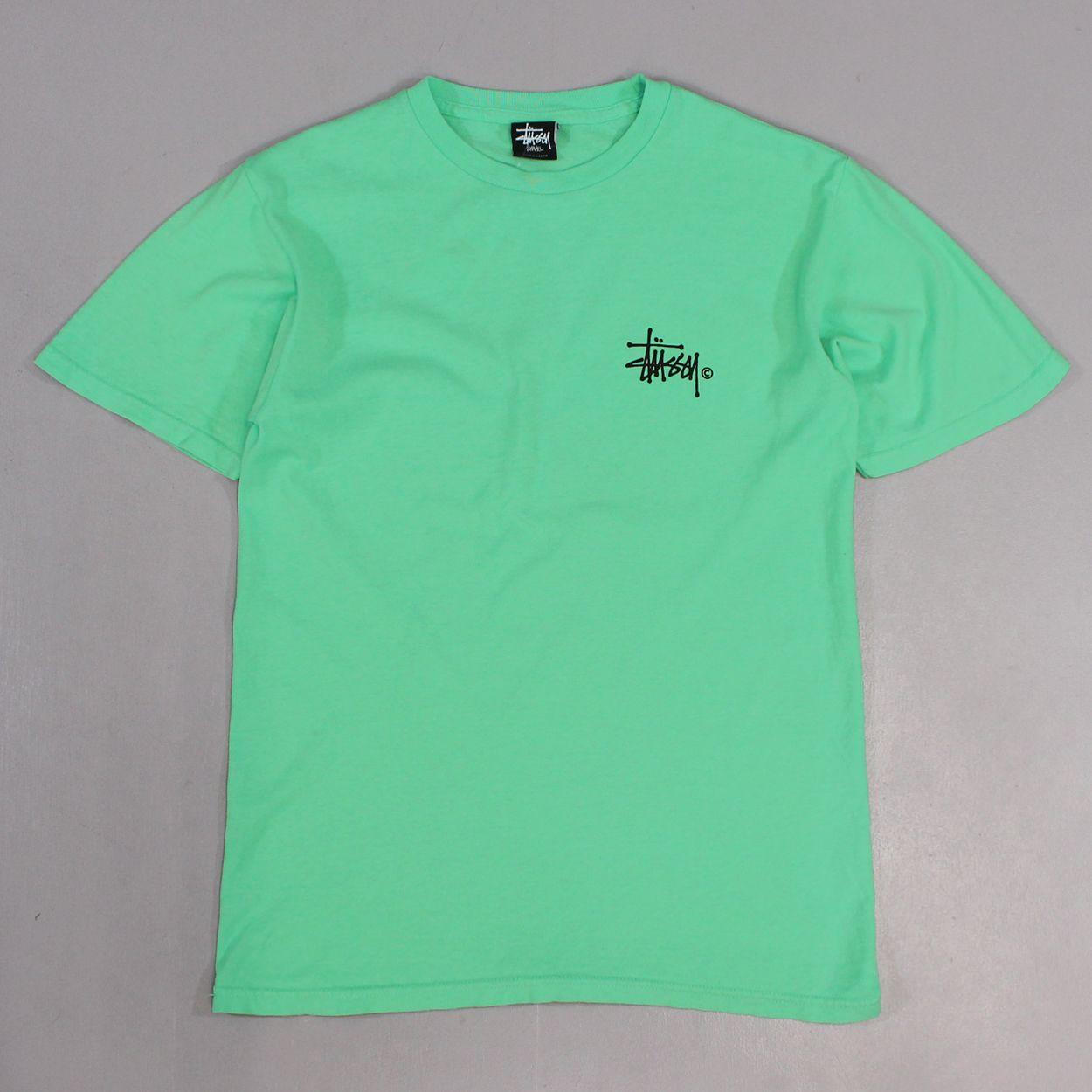 Green T Logo - Stussy Mens Bright Basic Printed Logo T Shirt Tee Neon Green £36.00